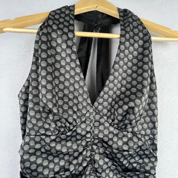 Express Design Studio RETRO Babydoll Y2K Polka Dot Halter V-Neck Size 6 - Picture 3 of 11